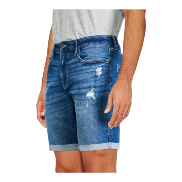Stylish Men's Distressed Denim  Shorts - Ripped & Stretch Fit for Casual Wear - Picture 2 of 14